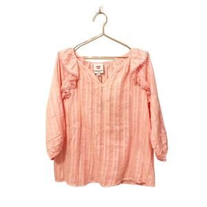 Hester and Orchard slight v neck with Pom detail and silver threading NWT